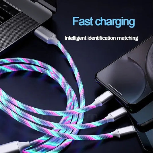 3-in-1 charging cable with Micro USB and Type-C connectors