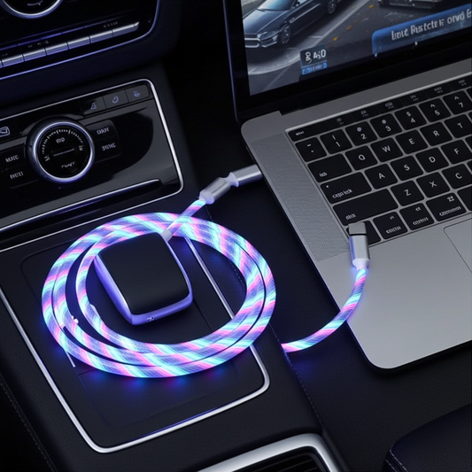 LED Glow Fast Charging Cable — 3-in-1 Micro USB & Type-C