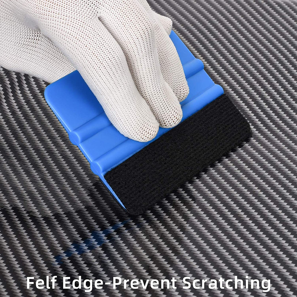 Durable 4-Inch Black Felt Edge Vinyl Squeegee Tool for Car Vinyl Film Wrapping, Decal Application, and Window Tinting - Scratch-Free Professional Quality (Pack of 3)