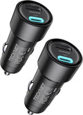 TECKNET 48W Dual-Port USB Car Charger (2-Pack) - Fast Charging Adapter with PD & QC3.0 Compatibility for iPhone 17/16/15/14 Pro Max/Plus and Galaxy Devices