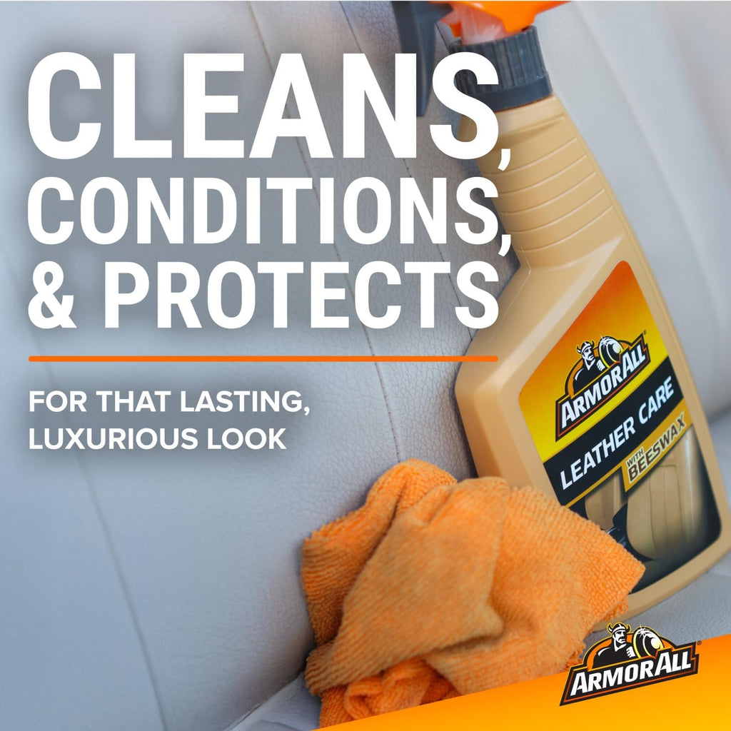 Armor All Leather Cleaner and Beeswax Care Spray for Automotive Use, 16 Oz Each