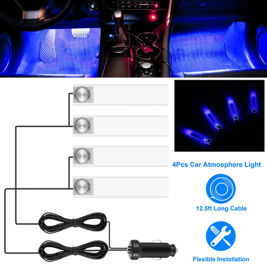 Veltri Auto blue LED foot light kit glowing under car seats