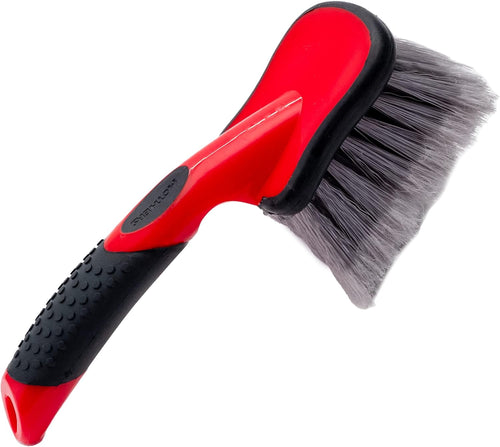 Mothers Professional Car Wash Brush Set: 10-Inch Wheel and Fender Cleaner with Short Handle in Red/Black