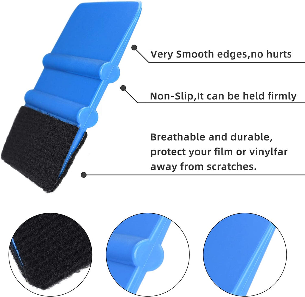 Durable 4-Inch Black Felt Edge Vinyl Squeegee Tool for Car Vinyl Film Wrapping, Decal Application, and Window Tinting - Scratch-Free Professional Quality (Pack of 3)