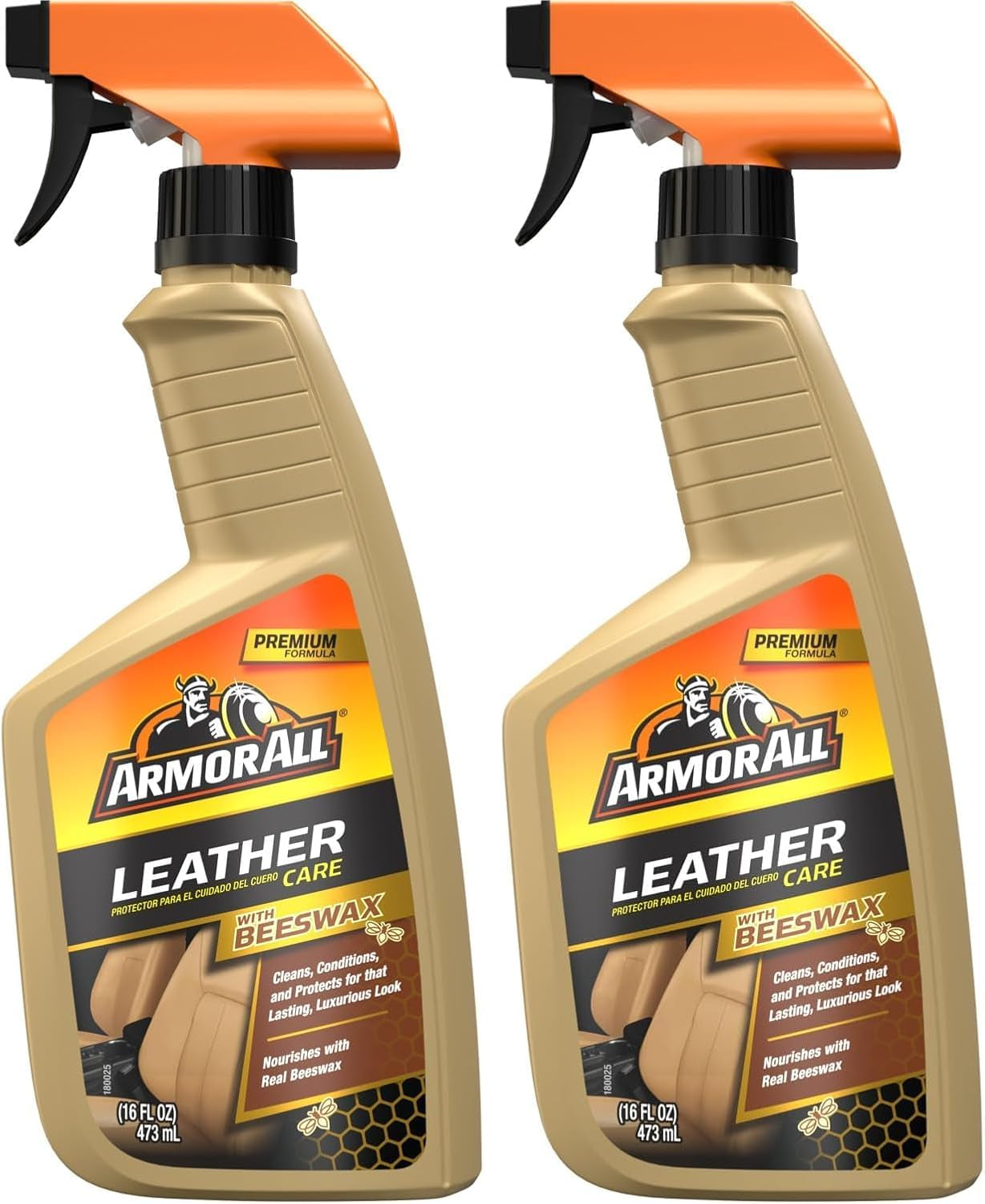 Armor All Leather Cleaner and Beeswax Care Spray for Automotive Use, 16 Oz Each