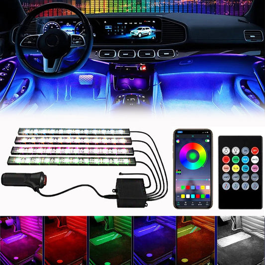 Veltri Auto RGB LED ambient lighting kit installed in car interior