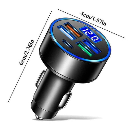 5-port 150W car charger with USB-C and USB-A ports