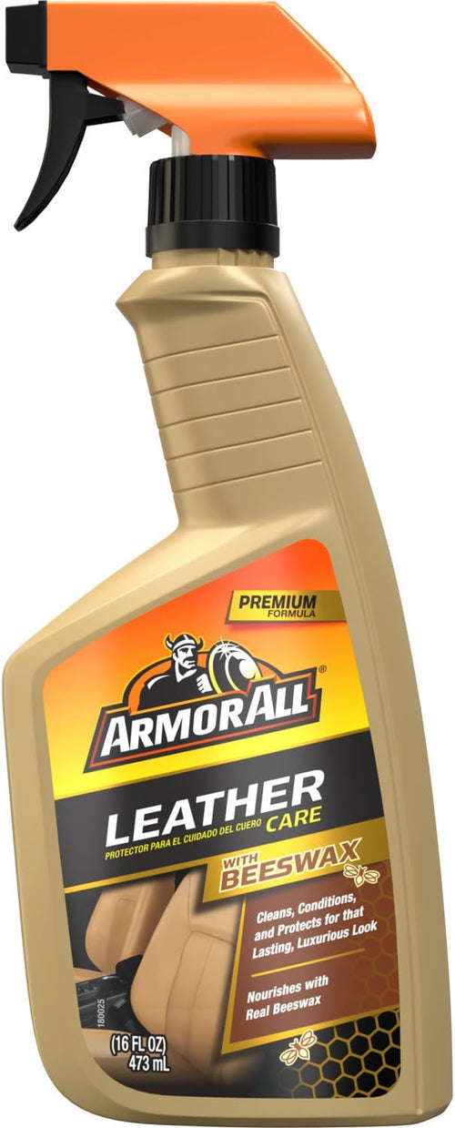 Armor All Leather Cleaner and Beeswax Care Spray for Automotive Use, 16 Oz Each