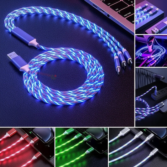 LED glow charging cable with red light effect