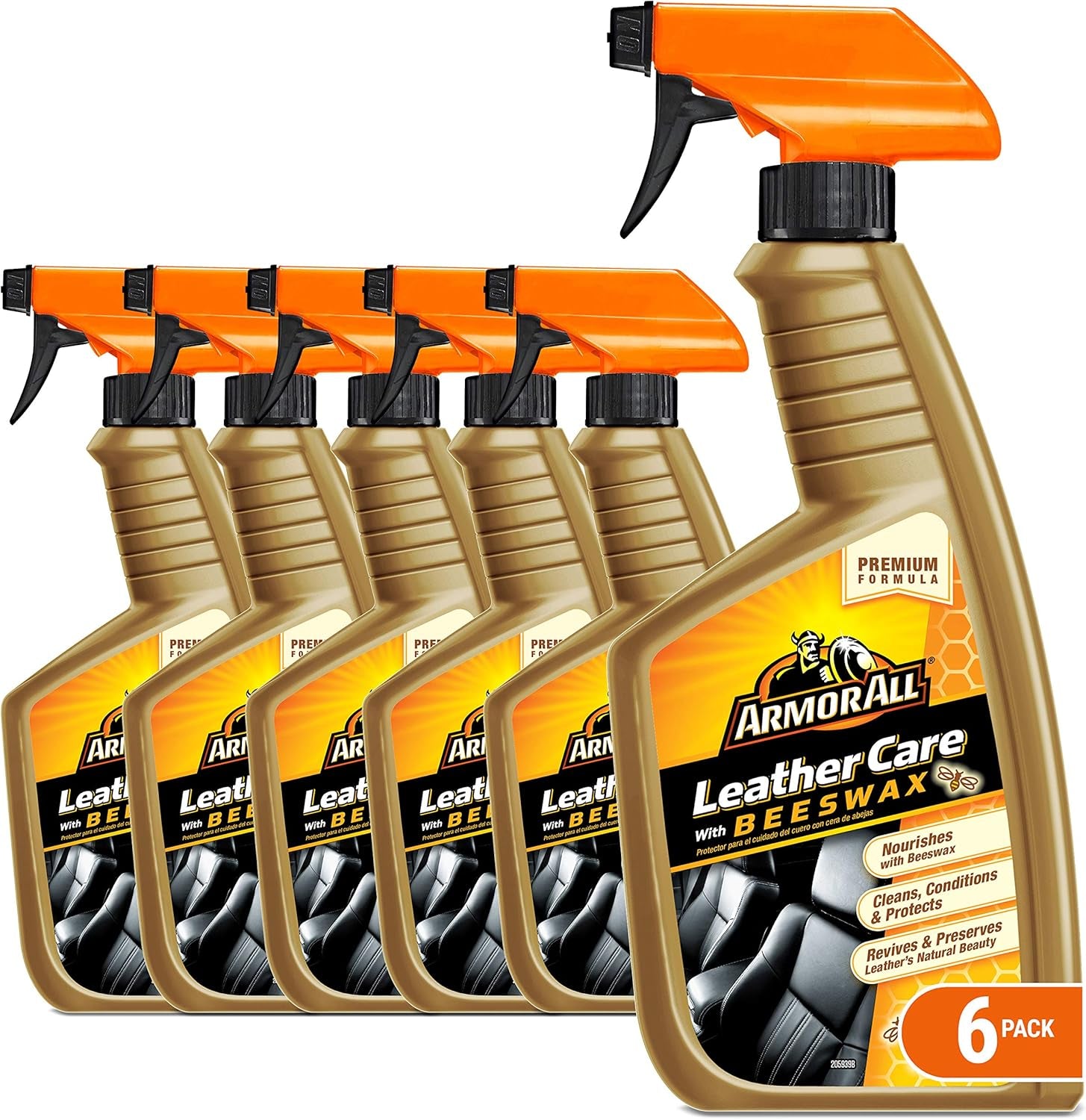 Armor All Leather Cleaner and Beeswax Care Spray for Automotive Use, 16 Oz Each